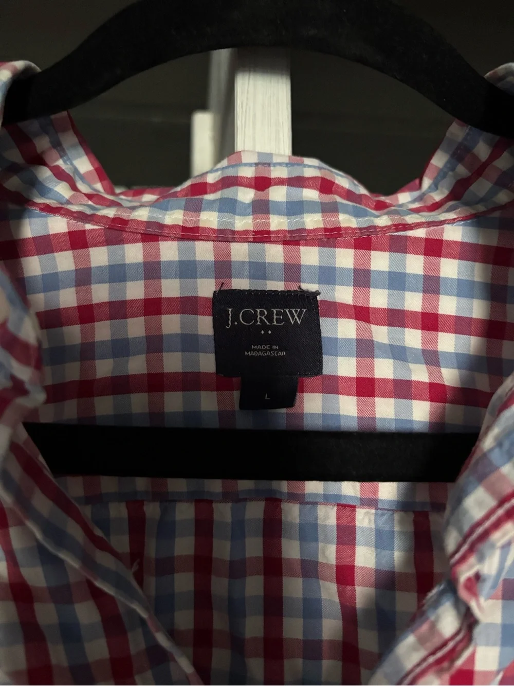 J. Crew Men's Red and Blue Gingham Button-Down Shirt